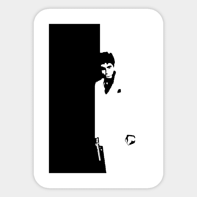 Scarface pixel / 8-bit Sticker by drkvizcarra